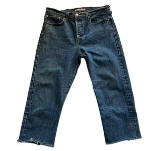 Levi's Wedgie Straight Ankle  Frayed Hems High Waist Distressed Premium Jeans 31